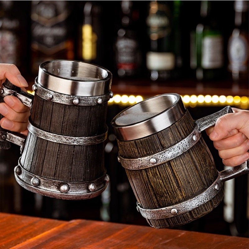 Wine Beer Europe - Boccale da birra in stile legno